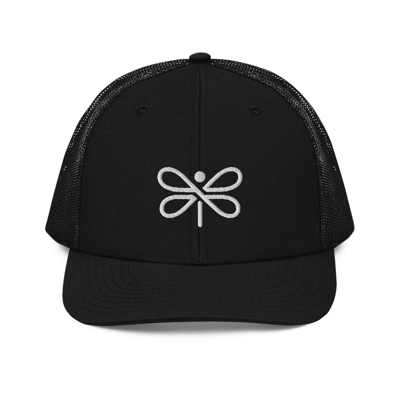 Black Richardson 112 trucker with the Dragonfly icon shown on the front